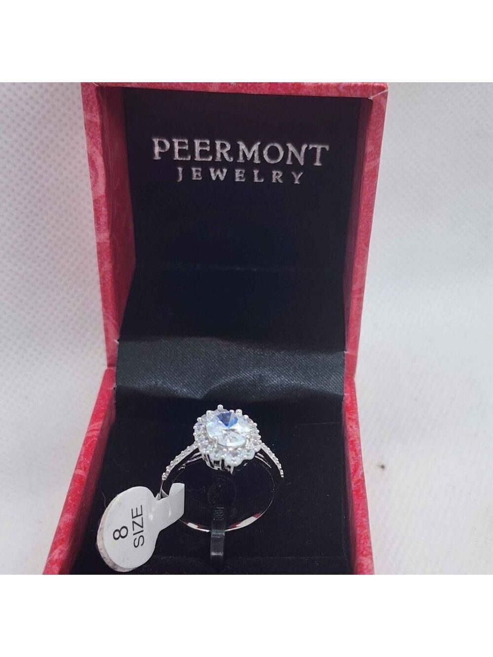 Peermont Jewelry 18k White Gold Plated Oval Shaped Gemstone Ring